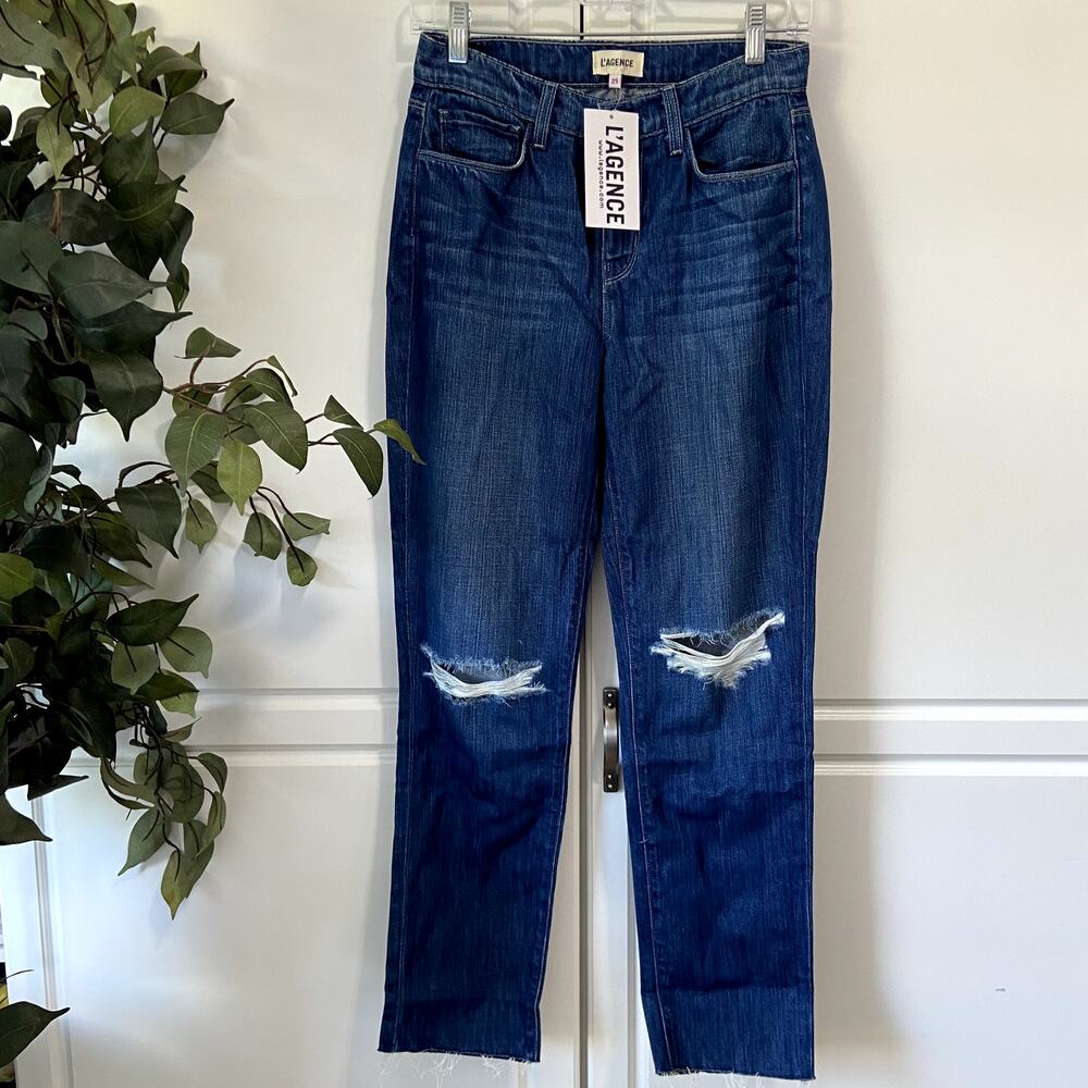 L'AGENCE Womens Size 25 Distressed Raw Hem Jeans NWT Denim